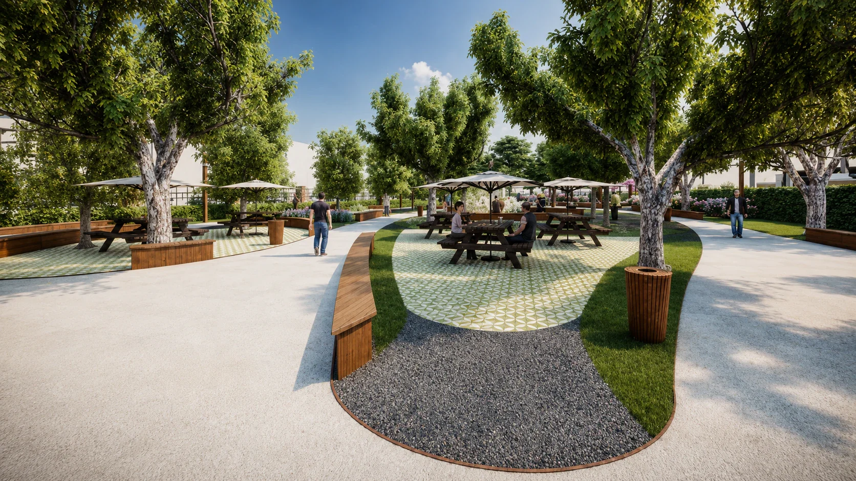 Vue 3 — Parc urbain et aménagement paysager
