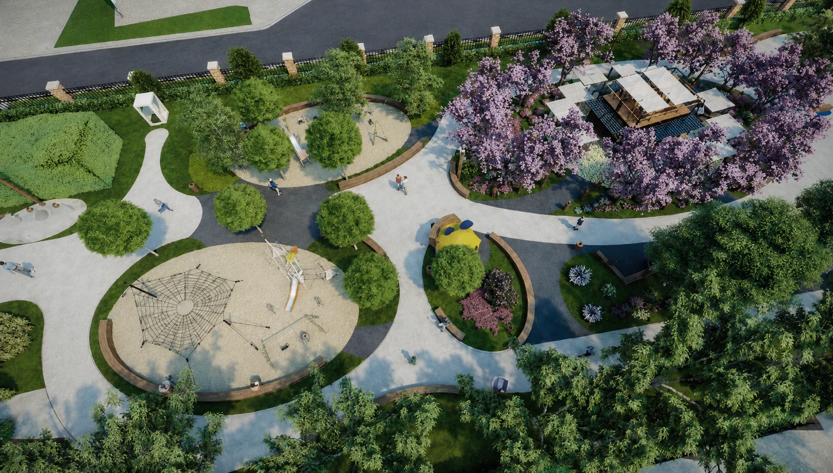 Vue 4 — Parc urbain et aménagement paysager