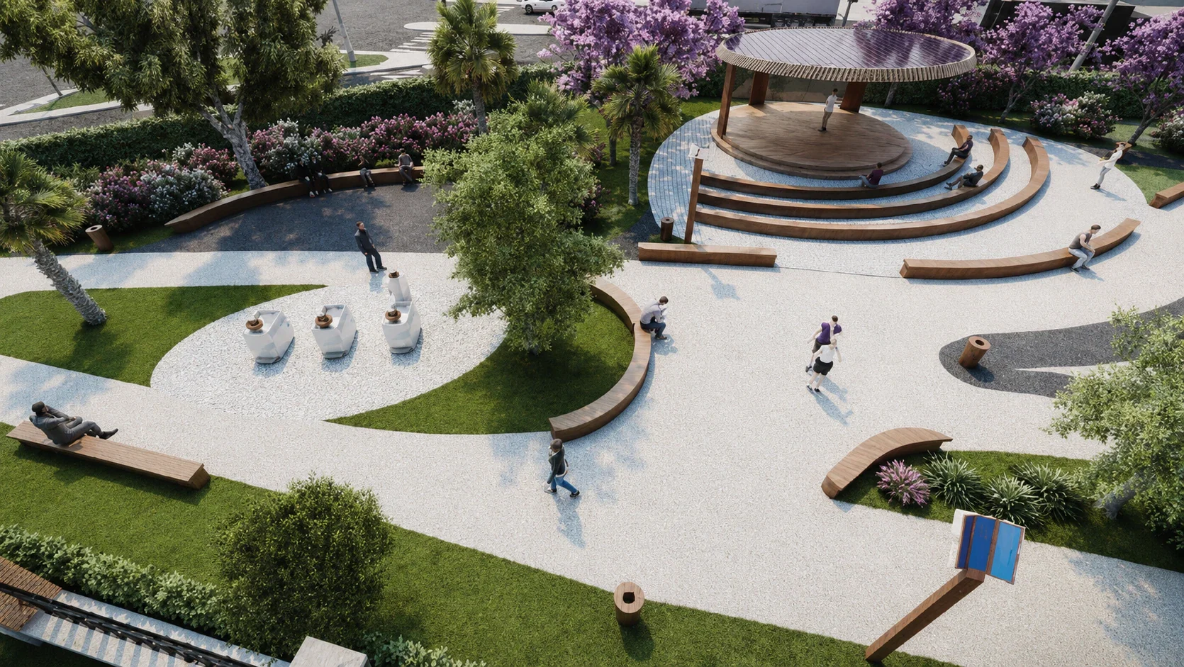 Vue 8 — Parc urbain et aménagement paysager