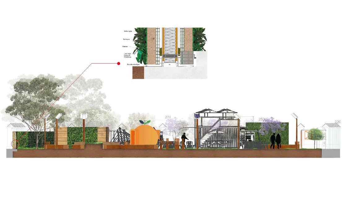 Vue 9 — Parc urbain et aménagement paysager